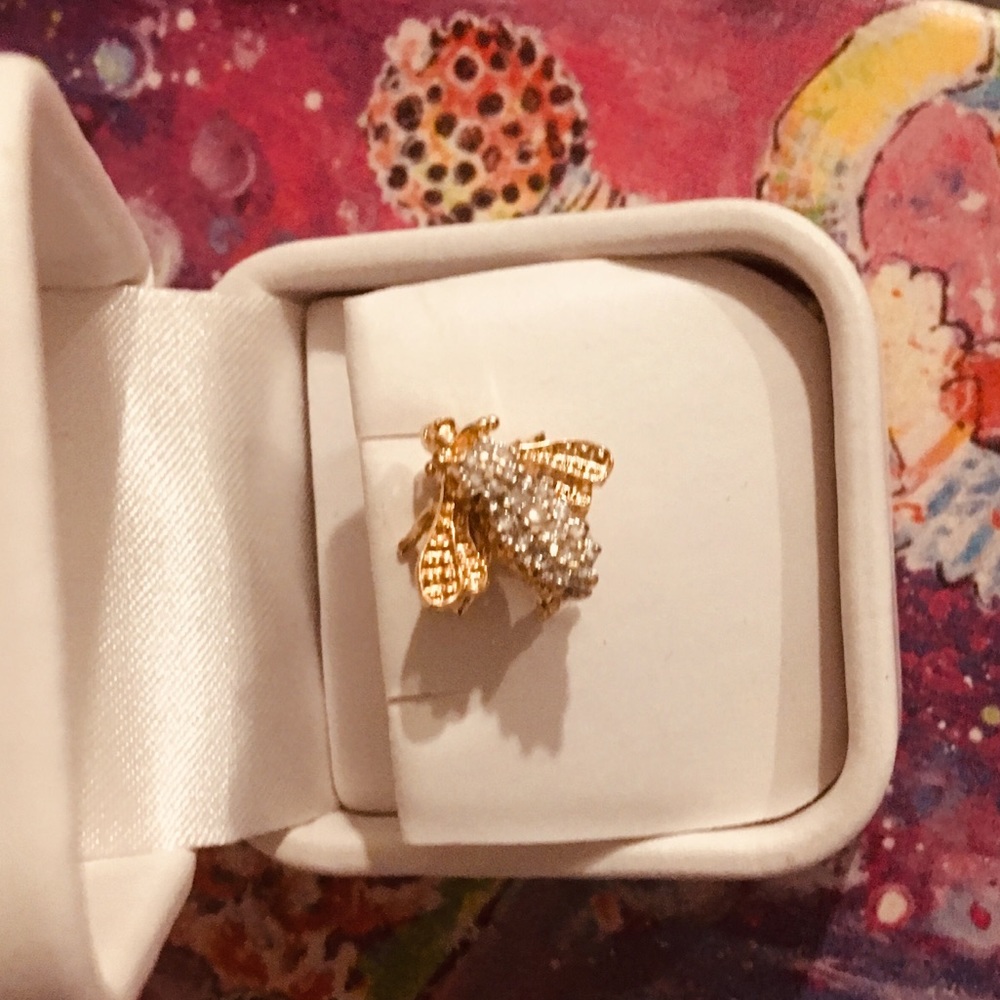 14k lovely yellow gold with diamonds pin new photos